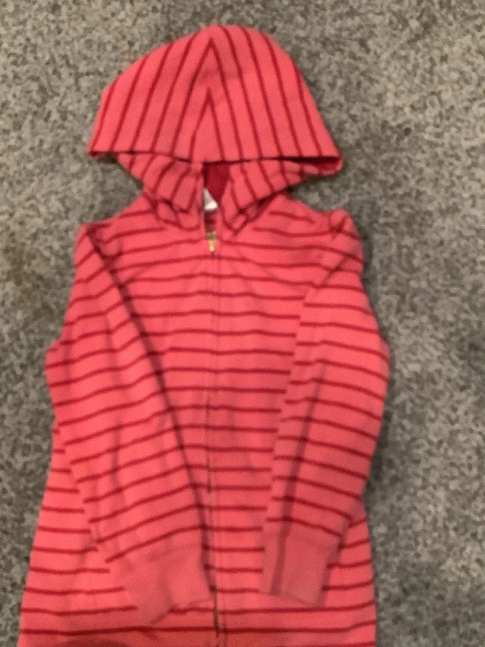 Gymboree Coral & Dark Pink Striped Hooded Zip Jacket